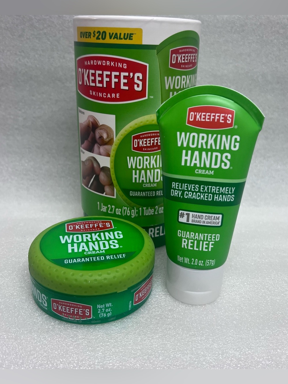 O’KEEFFE’S Working Hands Cream Hardworking Skincare Value Pack 2.7 Oz Jar & 2 Oz